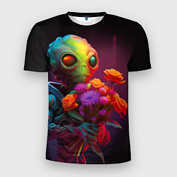 Мужская спорт-футболка Инопланетянин с цветами