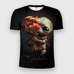 Мужская спорт-футболка Инопланетянин с букетом цветов