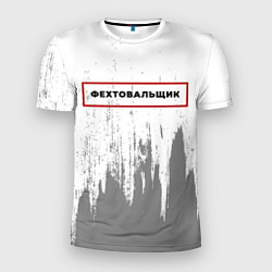 Футболка спортивная мужская Фехтовальщик в рамке красного цвета, цвет: 3D-принт