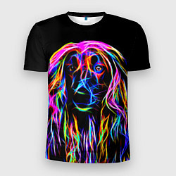 Мужская спорт-футболка Dog - neon lines