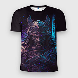 Футболка спортивная мужская Самурай фиолетовый неон, цвет: 3D-принт