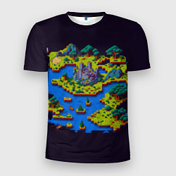 Мужская спорт-футболка Пиксельный остров и замок