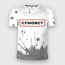 Мужская спорт-футболка Сумоист в рамке красного цвета