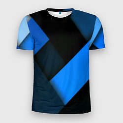 Футболка спортивная мужская Геометрия синие полосы, цвет: 3D-принт
