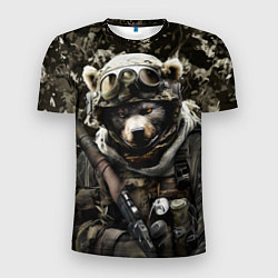 Мужская спорт-футболка Медведь солдат спецназа