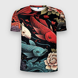 Футболка спортивная мужская Узор с японскими карпами кои, цвет: 3D-принт