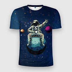 Мужская спорт-футболка Космонавт с кружкой