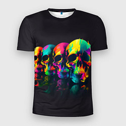 Мужская спорт-футболка Четыре разноцветных черепа