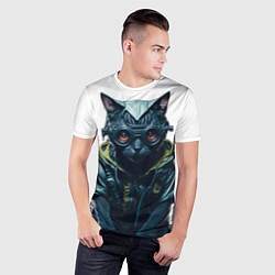 Футболка спортивная мужская Киберпанк кот в спортивной одежде, цвет: 3D-принт — фото 2