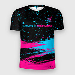 Мужская спорт-футболка Darling in the FranXX - neon gradient: символ свер