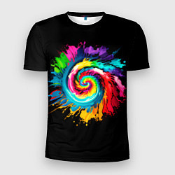 Мужская спорт-футболка Тай-дай разноцветная спираль