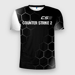 Футболка спортивная мужская Counter Strike 2 glitch на темном фоне: символ све, цвет: 3D-принт