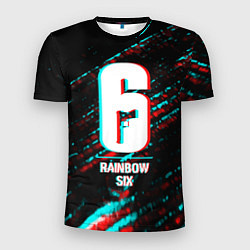 Мужская спорт-футболка Rainbow Six в стиле glitch и баги графики на темно