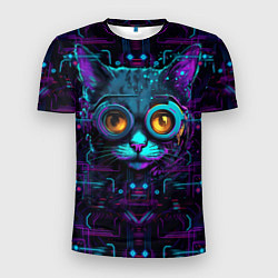 Мужская спорт-футболка Cat - cyberpunk style