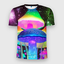 Мужская спорт-футболка Волшебные светящиеся грибы и звезды
