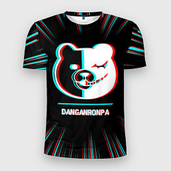 Мужская спорт-футболка Символ Danganronpa в стиле glitch на темном фоне