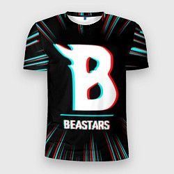 Мужская спорт-футболка Символ Beastars в стиле glitch на темном фоне