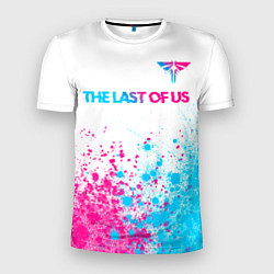 Мужская спорт-футболка The Last Of Us neon gradient style: символ сверху