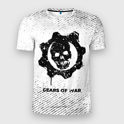 Мужская спорт-футболка Gears of War с потертостями на светлом фоне