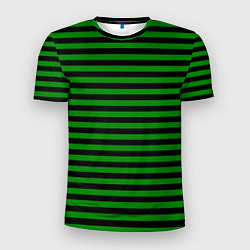 Футболка спортивная мужская Черно-зеленые полосы, цвет: 3D-принт