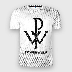 Футболка спортивная мужская Powerwolf с потертостями на светлом фоне, цвет: 3D-принт