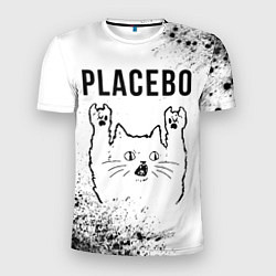 Мужская спорт-футболка Placebo рок кот на светлом фоне