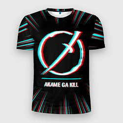 Мужская спорт-футболка Символ Akame ga Kill в стиле glitch на темном фоне
