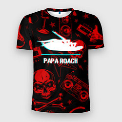 Футболка спортивная мужская Papa Roach rock glitch, цвет: 3D-принт