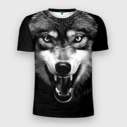 Мужская спорт-футболка Агрессивный атакующий волк