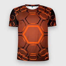 Футболка спортивная мужская Оранжевая техноброня, цвет: 3D-принт