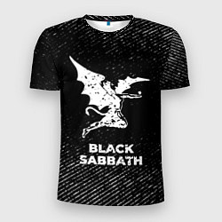 Мужская спорт-футболка Black Sabbath с потертостями на темном фоне