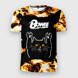 Мужская спорт-футболка David Bowie рок кот и огонь