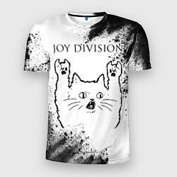 Футболка спортивная мужская Joy Division рок кот на светлом фоне, цвет: 3D-принт