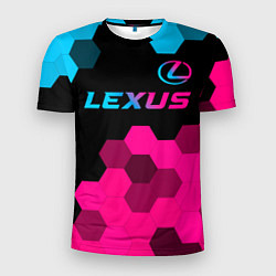Мужская спорт-футболка Lexus - neon gradient: символ сверху