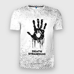 Мужская спорт-футболка Death Stranding с потертостями на светлом фоне