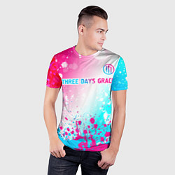 Футболка спортивная мужская Three Days Grace neon gradient style: символ сверх, цвет: 3D-принт — фото 2