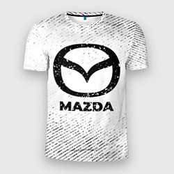 Мужская спорт-футболка Mazda с потертостями на светлом фоне