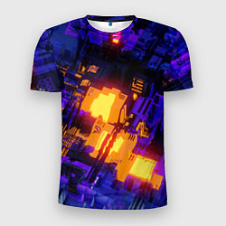 Футболка спортивная мужская Фиолетовая и оранжевая схема, цвет: 3D-принт