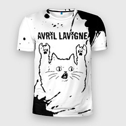 Мужская спорт-футболка Avril Lavigne рок кот на светлом фоне