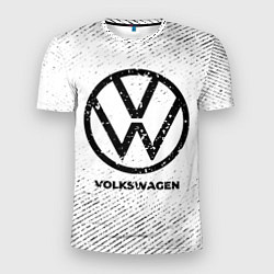Футболка спортивная мужская Volkswagen с потертостями на светлом фоне, цвет: 3D-принт