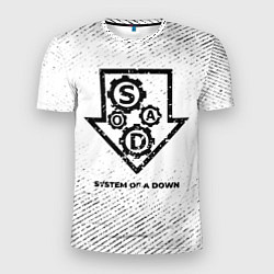 Мужская спорт-футболка System of a Down с потертостями на светлом фоне