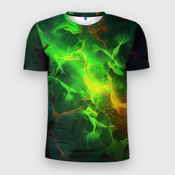 Мужская спорт-футболка Зеленое свечение молния