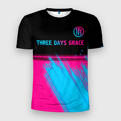 Футболка спортивная мужская Three Days Grace - neon gradient: символ сверху, цвет: 3D-принт