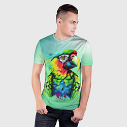 Футболка спортивная мужская Разноцветный попугай, цвет: 3D-принт — фото 2
