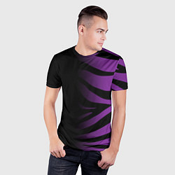 Футболка спортивная мужская Фиолетовый с черными полосками зебры, цвет: 3D-принт — фото 2