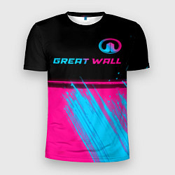 Мужская спорт-футболка Great Wall - neon gradient: символ сверху