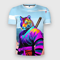 Мужская спорт-футболка Тигр-самурай - Япония
