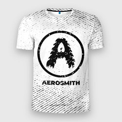 Мужская спорт-футболка Aerosmith с потертостями на светлом фоне