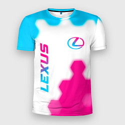 Футболка спортивная мужская Lexus neon gradient style: надпись, символ, цвет: 3D-принт
