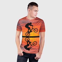 Футболка спортивная мужская Велосипедист в отражении, цвет: 3D-принт — фото 2